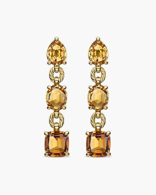 Womens Marbella Drop Earrings in 18K Yellow Gold with Citrine and Madeira Citrine, 51mm