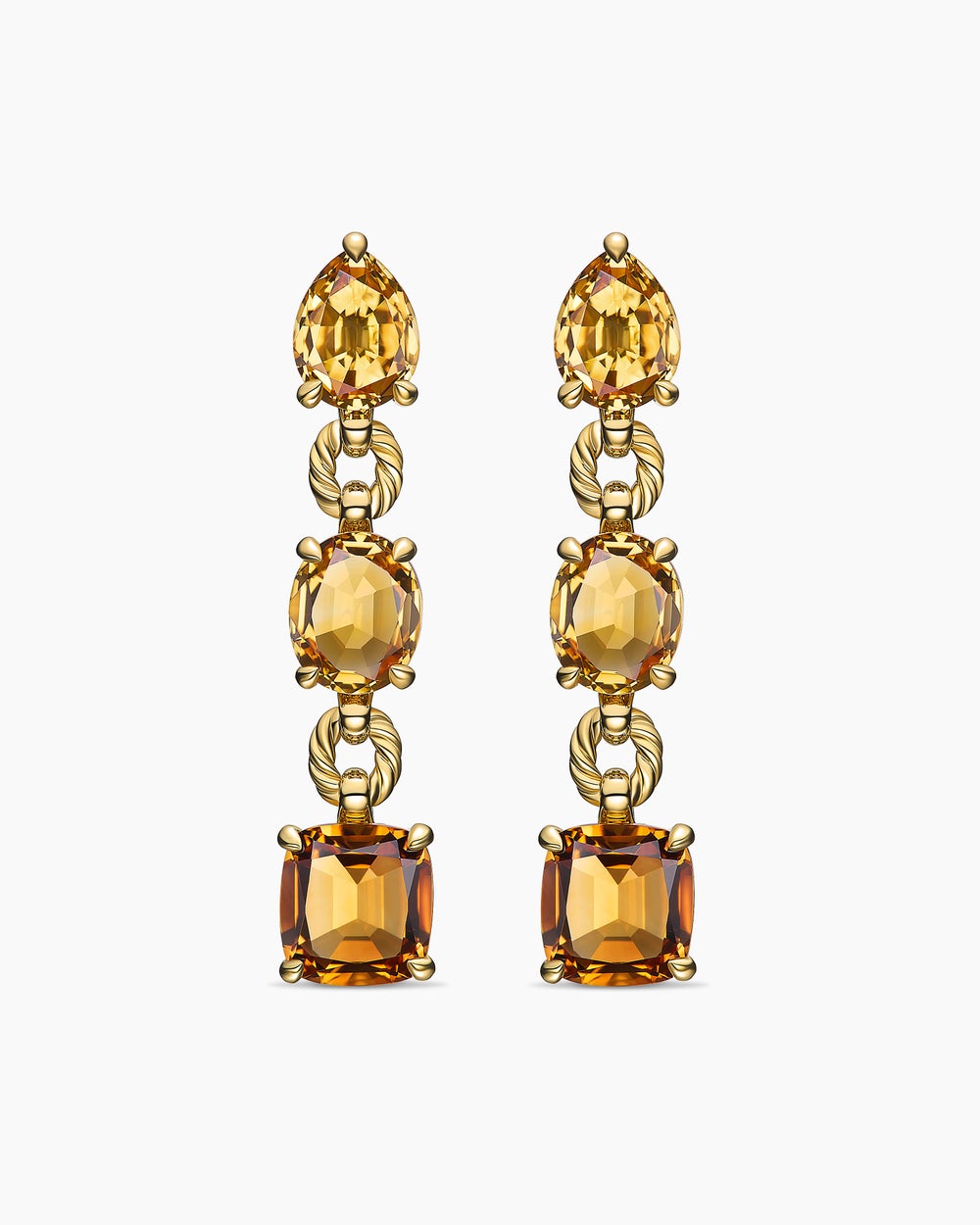 Womens Marbella Drop Earrings in 18K Yellow Gold with Citrine and Madeira Citrine, 51mm