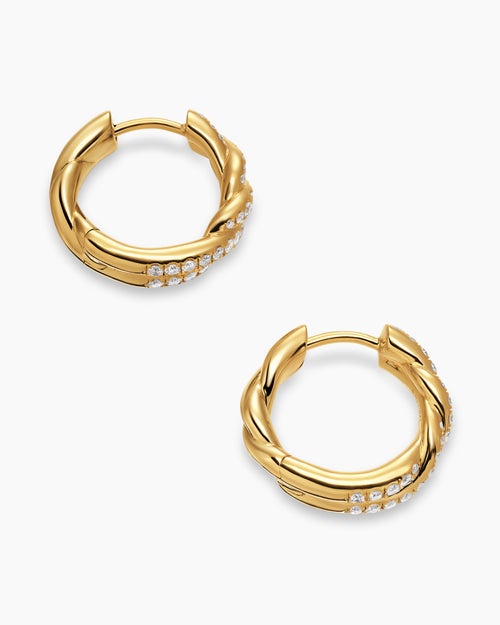 Womens Wisteria® Hoop Earrings in 18K Yellow Gold with Diamonds, 16mm