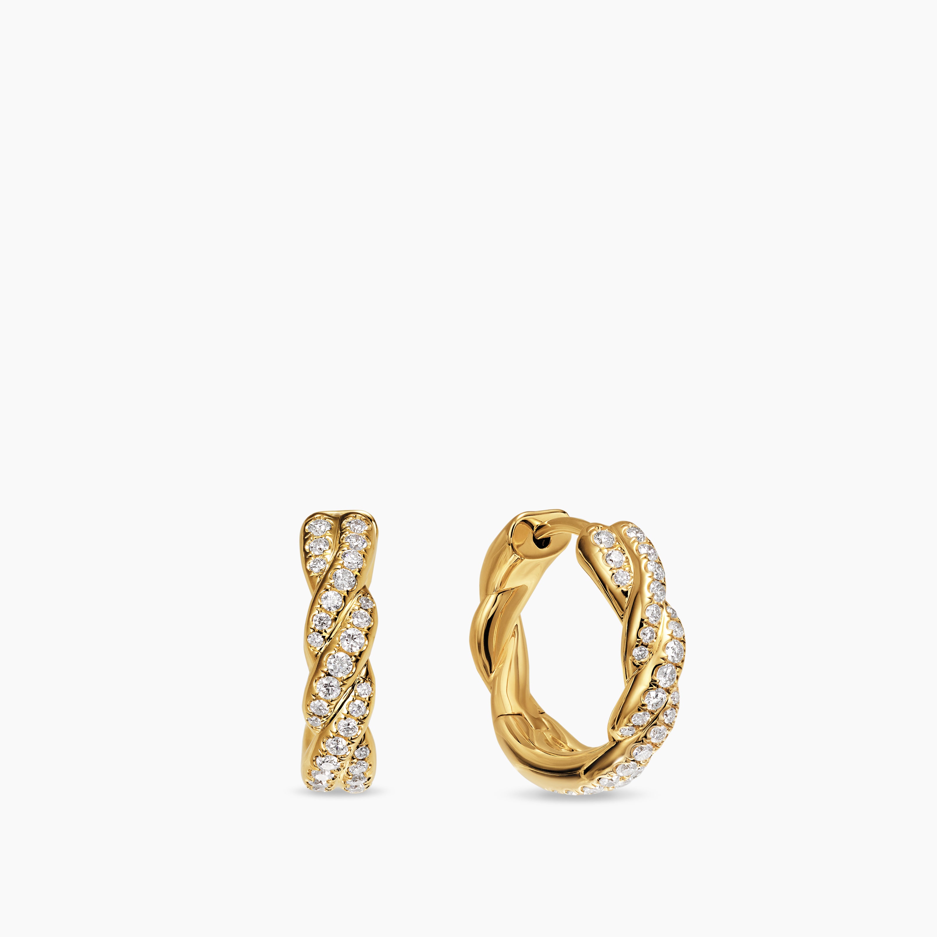 Womens Wisteria&reg; Hoop Earrings in 18K Yellow Gold with Diamonds, 16mm