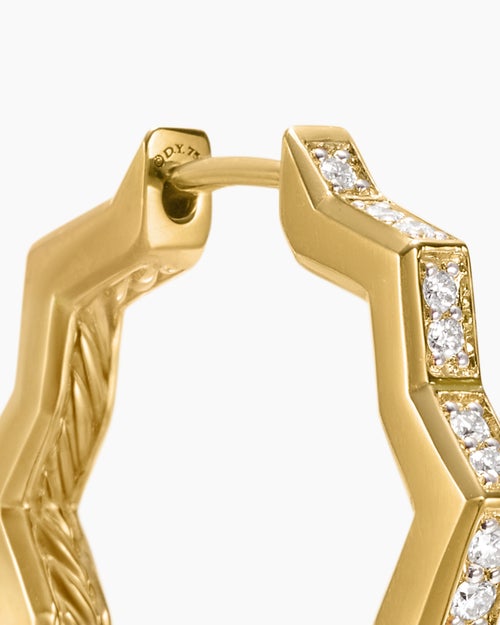 Womens Zig Zag Stax™ Hoop Earrings in 18K Yellow Gold with Diamonds, 22.8mm