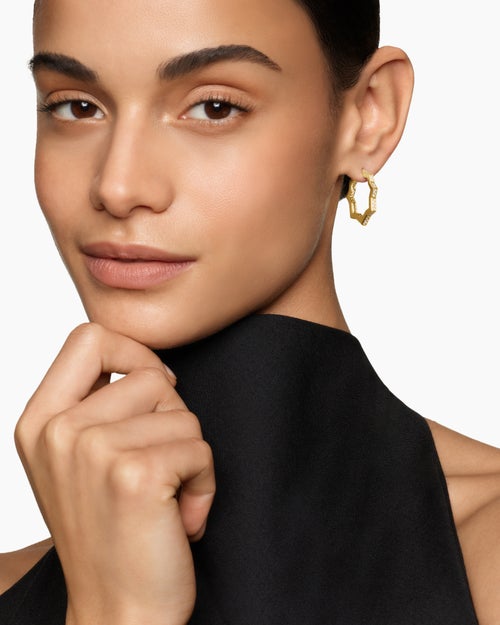 Womens Zig Zag Stax™ Hoop Earrings in 18K Yellow Gold with Diamonds, 22.8mm