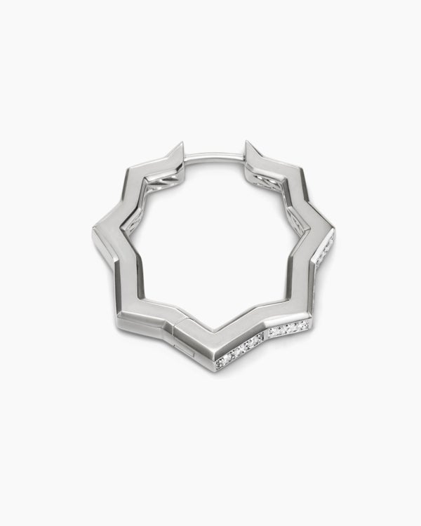 Zig Zag Stax™ Hoop Earrings in Sterling Silver with Diamonds, 22.8mm