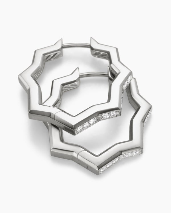 Zig Zag Stax™ Hoop Earrings in Sterling Silver with Diamonds, 22.8mm