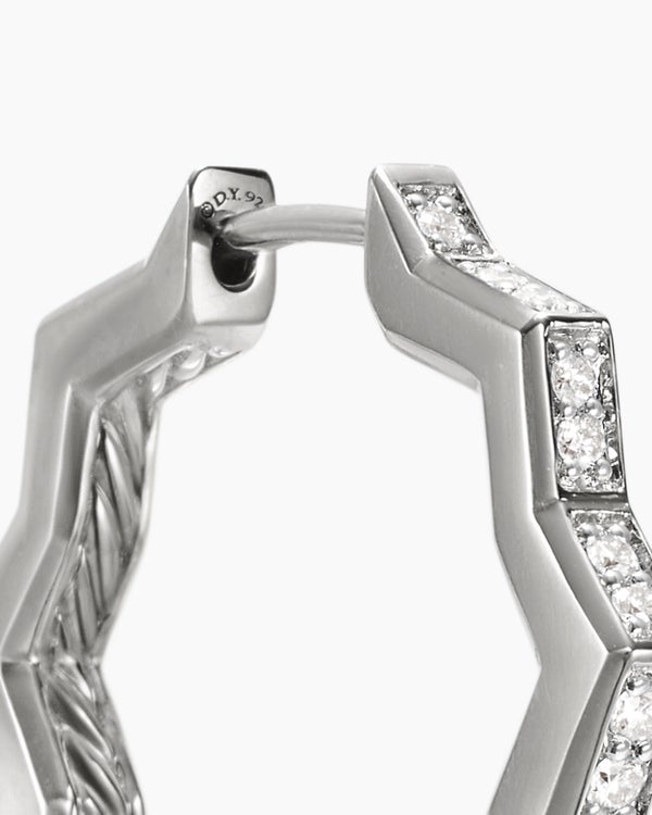 Zig Zag Stax™ Hoop Earrings in Sterling Silver with Diamonds, 22.8mm