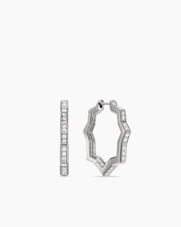 Zig Zag Stax™ Hoop Earrings in Sterling Silver with Diamonds, 22.8mm