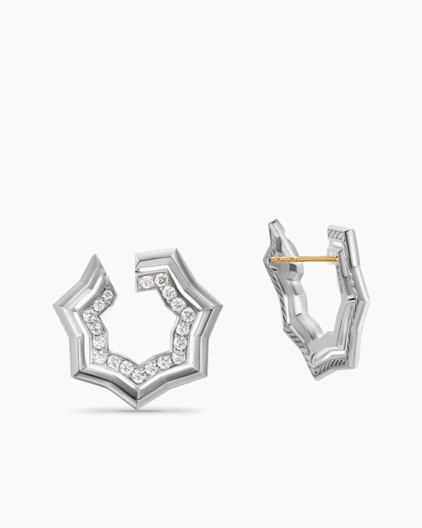 Zig Zag Stax™ Two Row Hoop Earrings in Sterling Silver with Diamonds, 27mm