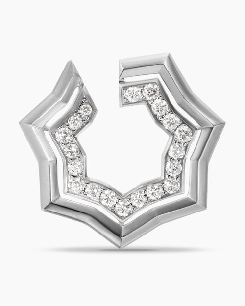 Womens Zig Zag Stax™ Two Row Hoop Earrings in Sterling Silver with Diamonds, 27mm