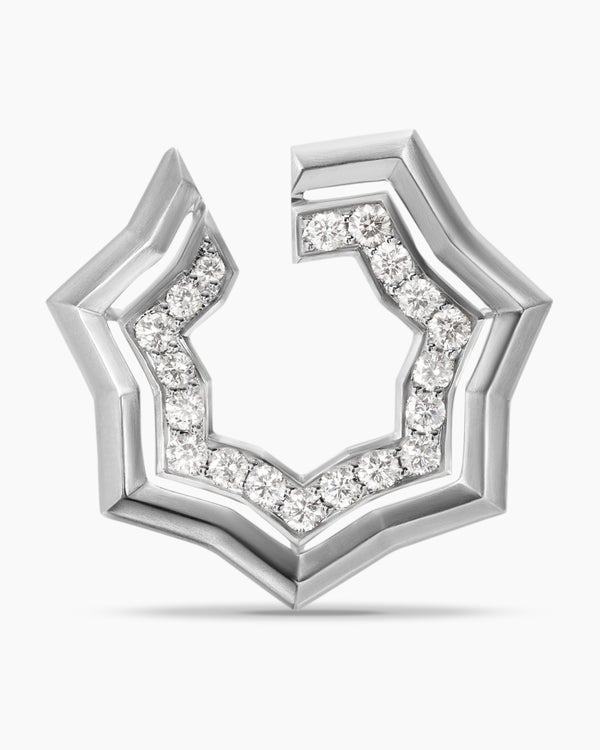 Zig Zag Stax™ Two Row Hoop Earrings in Sterling Silver with Diamonds, 27mm