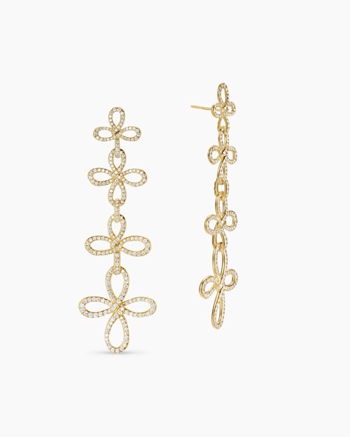 Womens Wisteria® Statement Drop Earrings in 18K Yellow Gold with Diamonds, 88.7mm