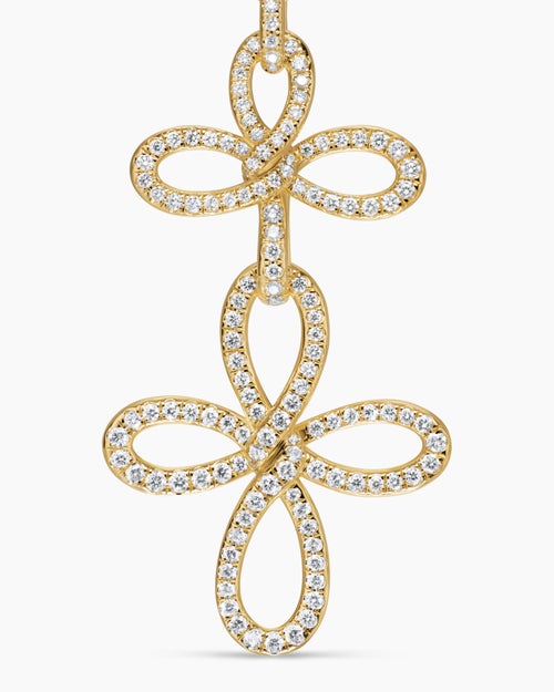 Womens Wisteria® Statement Drop Earrings in 18K Yellow Gold with Diamonds, 88.7mm