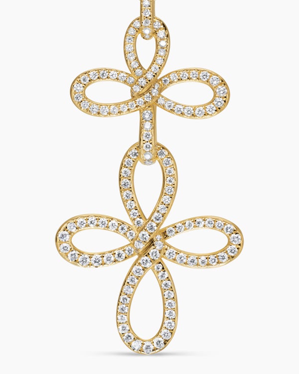 Wisteria® Statement Drop Earrings in 18K Yellow Gold with Diamonds, 88.7mm