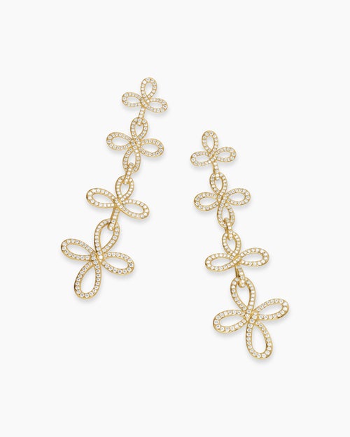 Womens Wisteria® Statement Drop Earrings in 18K Yellow Gold with Diamonds, 88.7mm