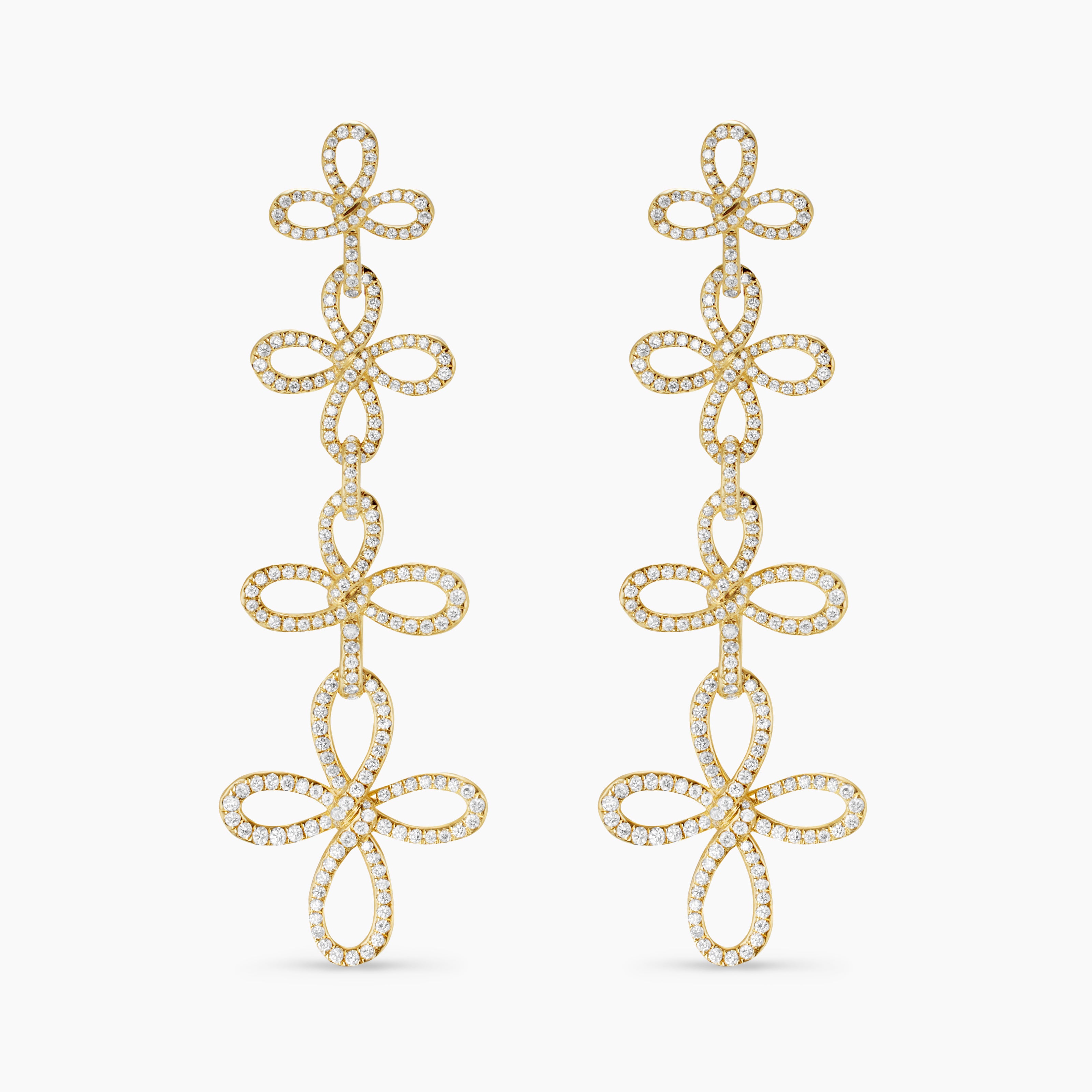 Womens Wisteria&reg; Statement Drop Earrings in 18K Yellow Gold with Diamonds, 88.7mm