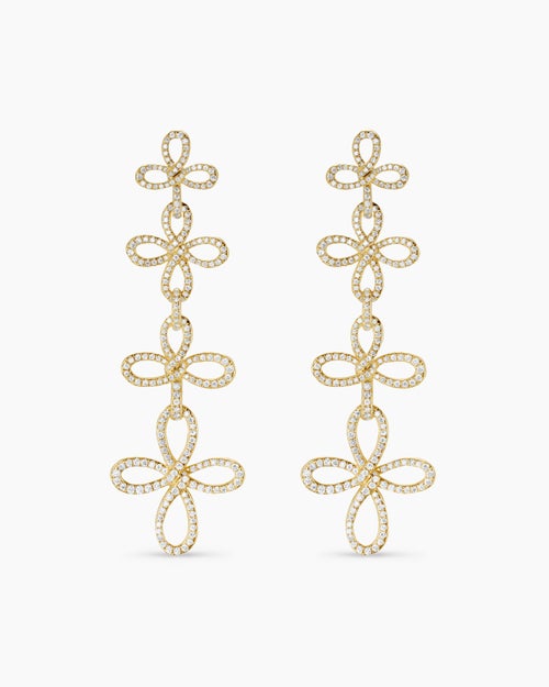 Womens Wisteria® Statement Drop Earrings in 18K Yellow Gold with Diamonds, 88.7mm