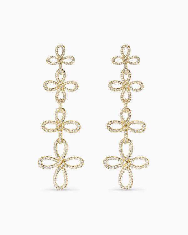 Wisteria® Statement Drop Earrings in 18K Yellow Gold with Diamonds, 88.7mm