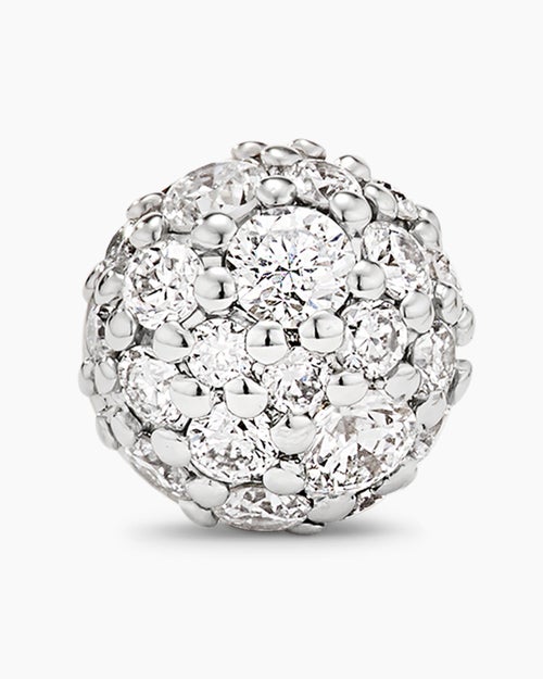 Womens Petite Pavé Stud Earrings in 18K Yellow Gold with Diamonds, 4.5mm