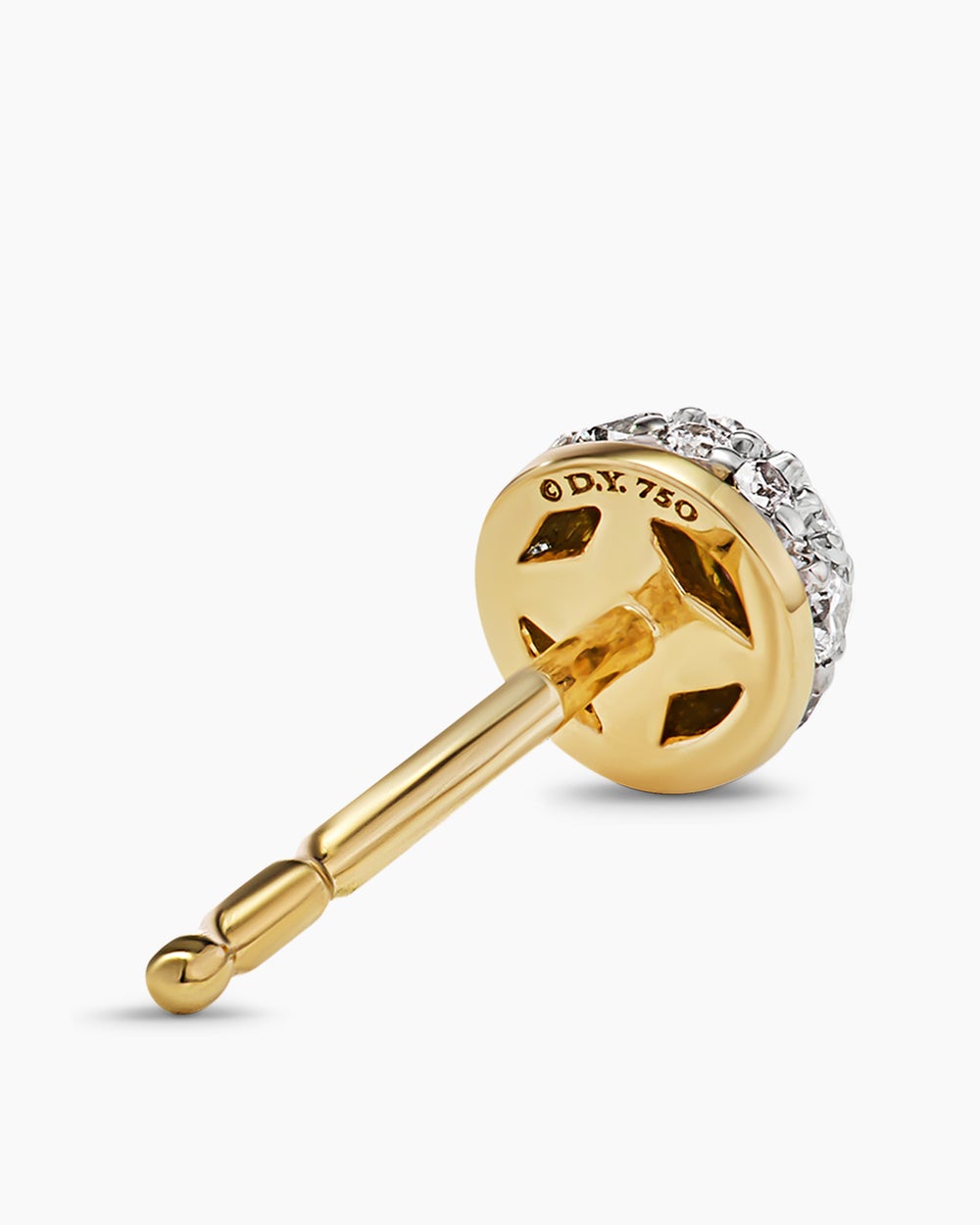 Womens Petite Pavé Stud Earrings in 18K Yellow Gold with Diamonds, 4.5mm