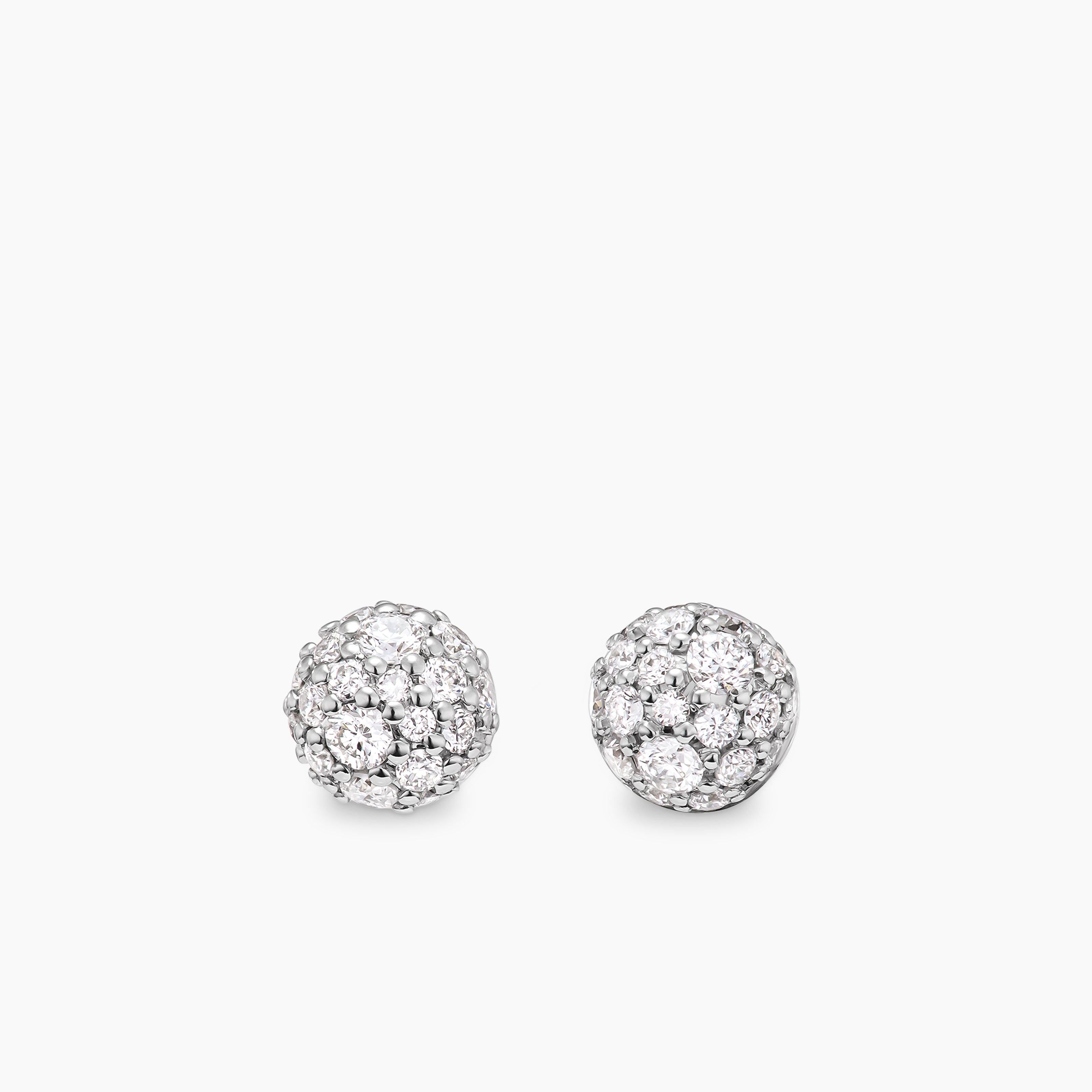 Womens Petite Pav&eacute; Stud Earrings in 18K Yellow Gold with Diamonds, 4.5mm