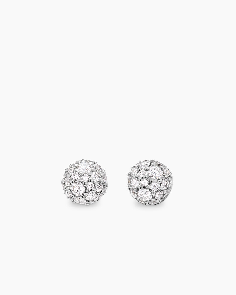 Womens Petite Pavé Stud Earrings in 18K Yellow Gold with Diamonds, 4.5mm