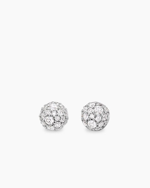 Womens Petite Pavé Stud Earrings in 18K Yellow Gold with Diamonds, 4.5mm