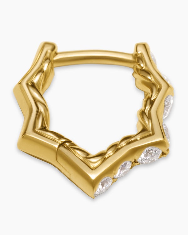 Zig Zag Stax™ Huggie Hoop Earrings in 18K Yellow Gold with Diamonds, 13mm