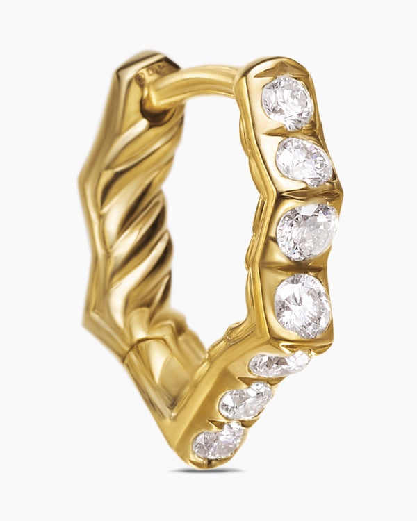 Zig Zag Stax™ Huggie Hoop Earrings in 18K Yellow Gold with Diamonds, 13mm