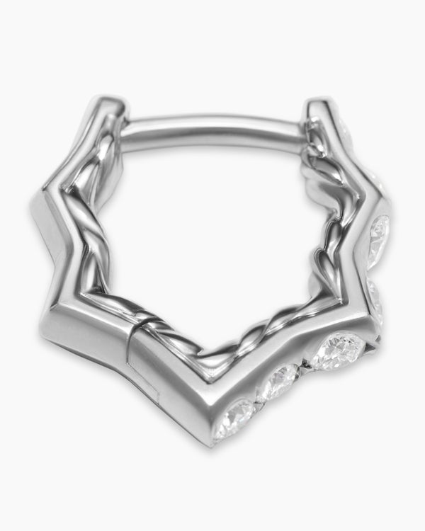 Zig Zag Stax™ Huggie Hoop Earrings in Sterling Silver with Diamonds, 13mm