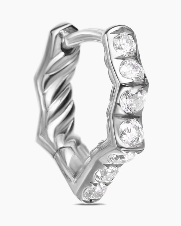 Zig Zag Stax™ Huggie Hoop Earrings in Sterling Silver with Diamonds, 13mm