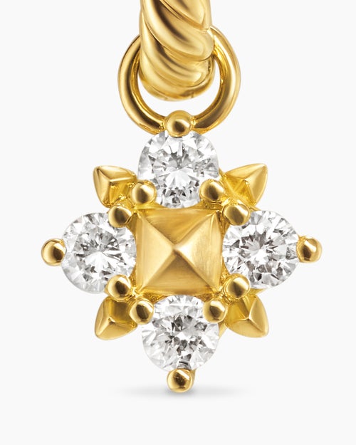 Womens Petite Modern Renaissance® Pyramid Drop Earrings in 18K Yellow Gold with Diamonds, 18.8mm