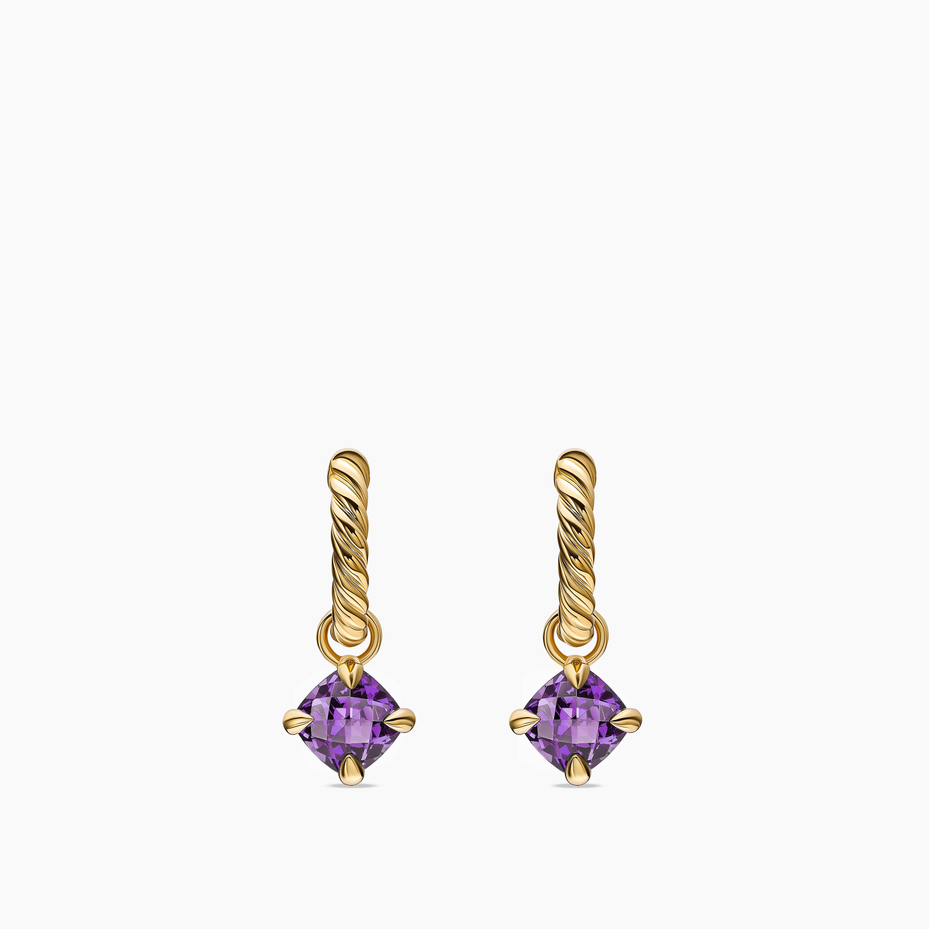 Womens Micro Chatelaine&reg; Drop Earrings in 18K Yellow Gold with Amethyst, 5mm