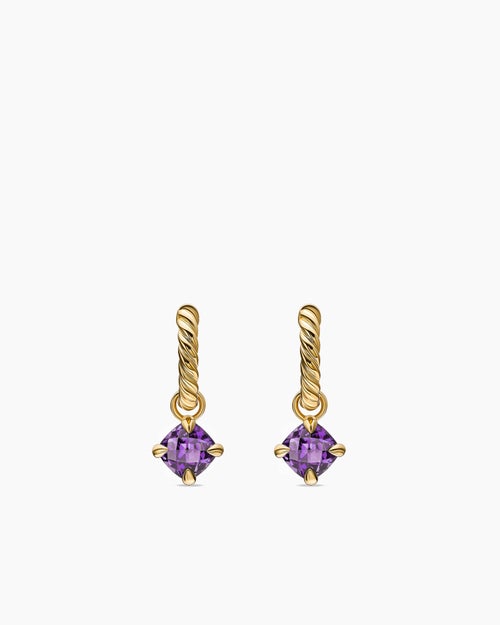 Womens Micro Chatelaine® Drop Earrings in 18K Yellow Gold with Amethyst, 5mm