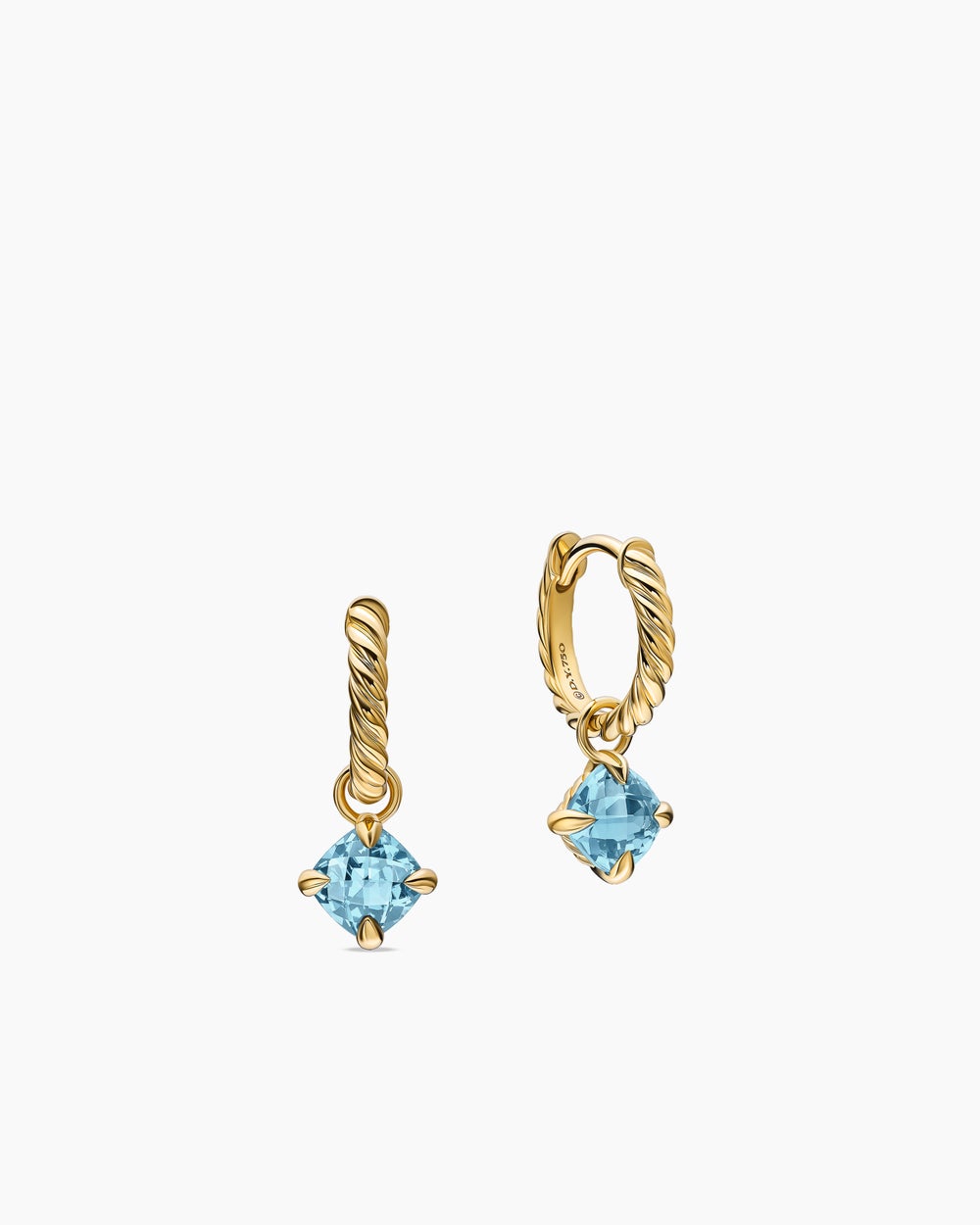 Womens Micro Chatelaine® Drop Earrings in 18K Yellow Gold with Aquamarine, 5mm