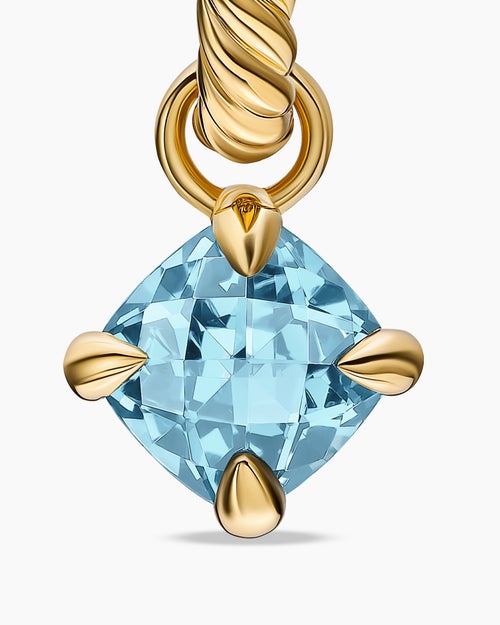 Womens Micro Chatelaine® Drop Earrings in 18K Yellow Gold with Aquamarine, 5mm