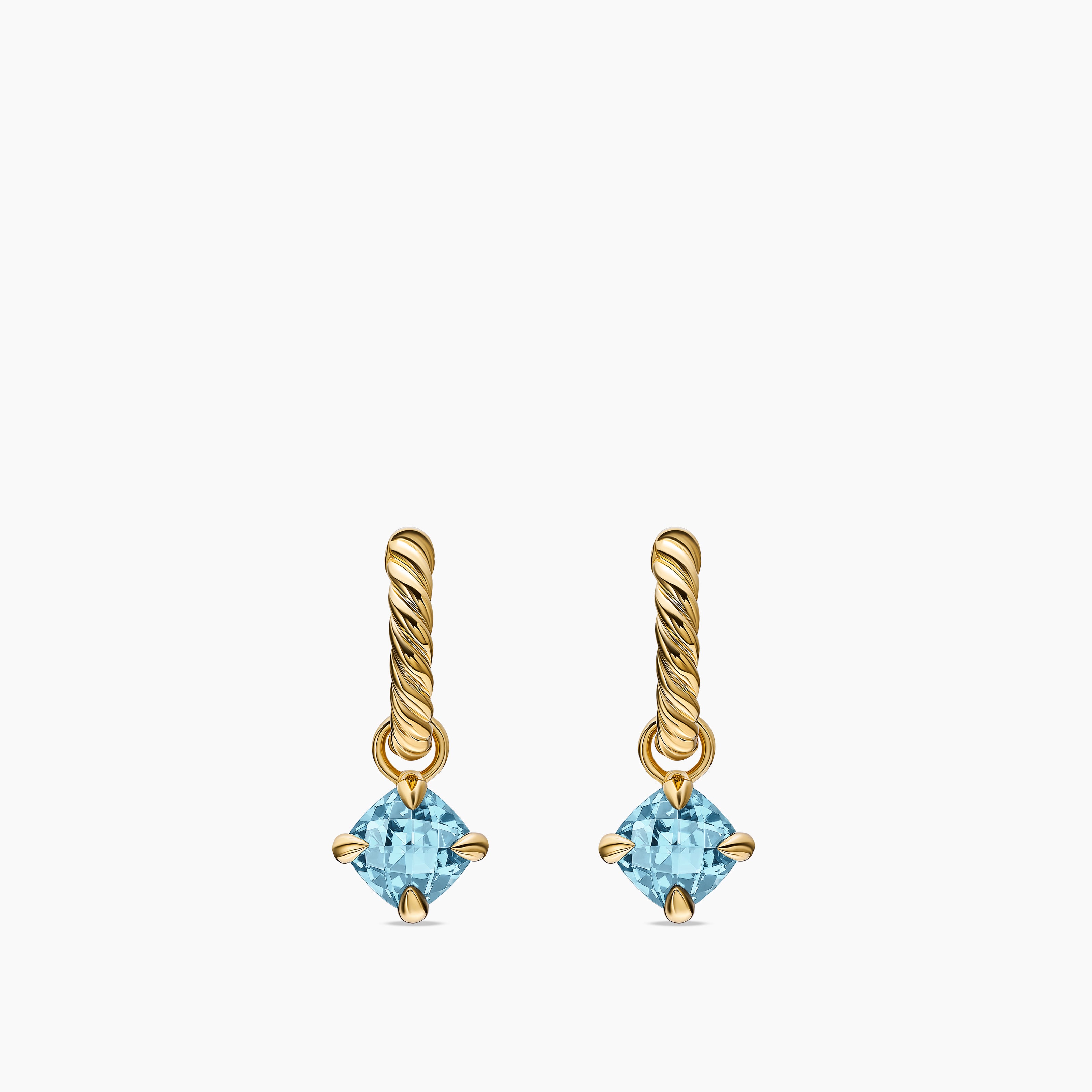 Womens Micro Chatelaine&reg; Drop Earrings in 18K Yellow Gold with Aquamarine, 5mm