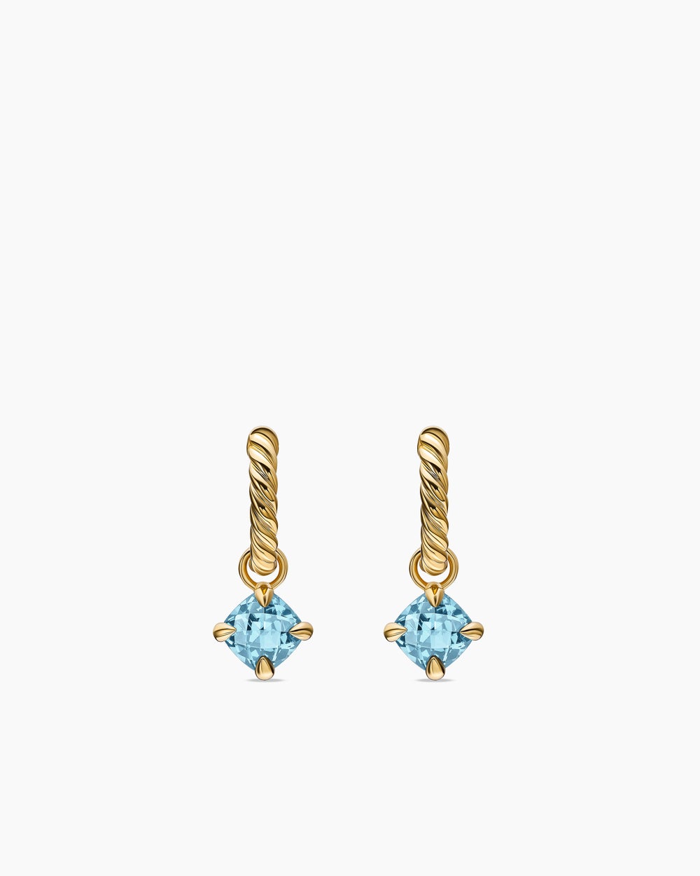 Womens Micro Chatelaine® Drop Earrings in 18K Yellow Gold with Aquamarine, 5mm