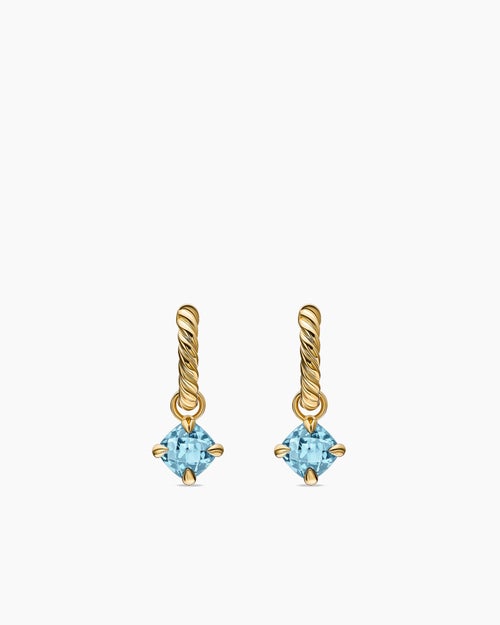Womens Micro Chatelaine® Drop Earrings in 18K Yellow Gold with Aquamarine, 5mm
