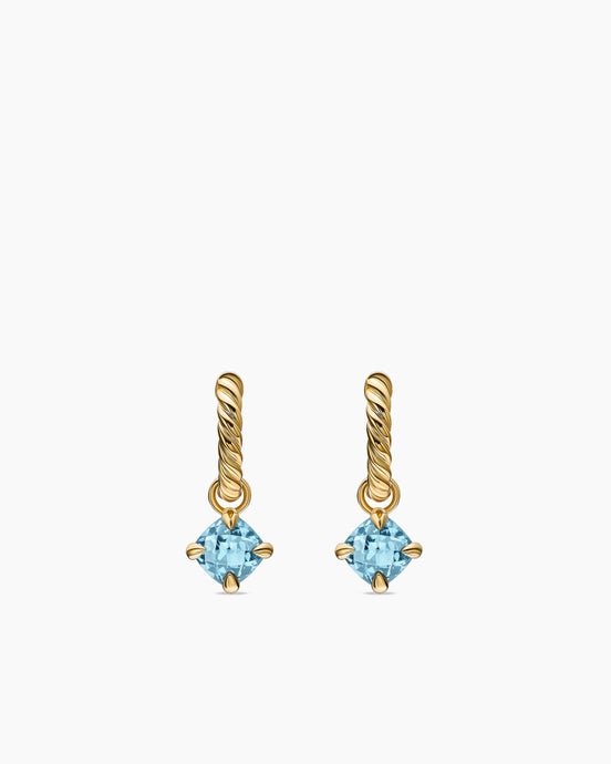 Micro Chatelaine® Drop Earrings in 18K Yellow Gold with Aquamarine, 5mm