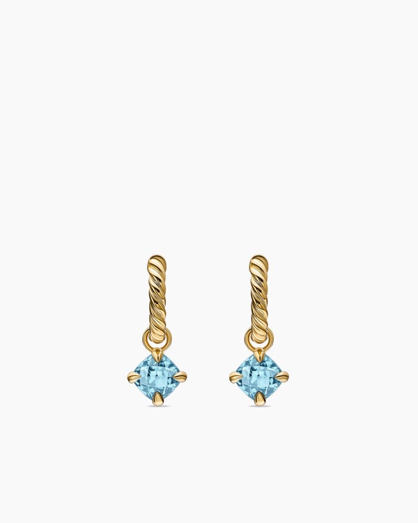 Micro Chatelaine® Drop Earrings in 18K Yellow Gold with Aquamarine, 5mm