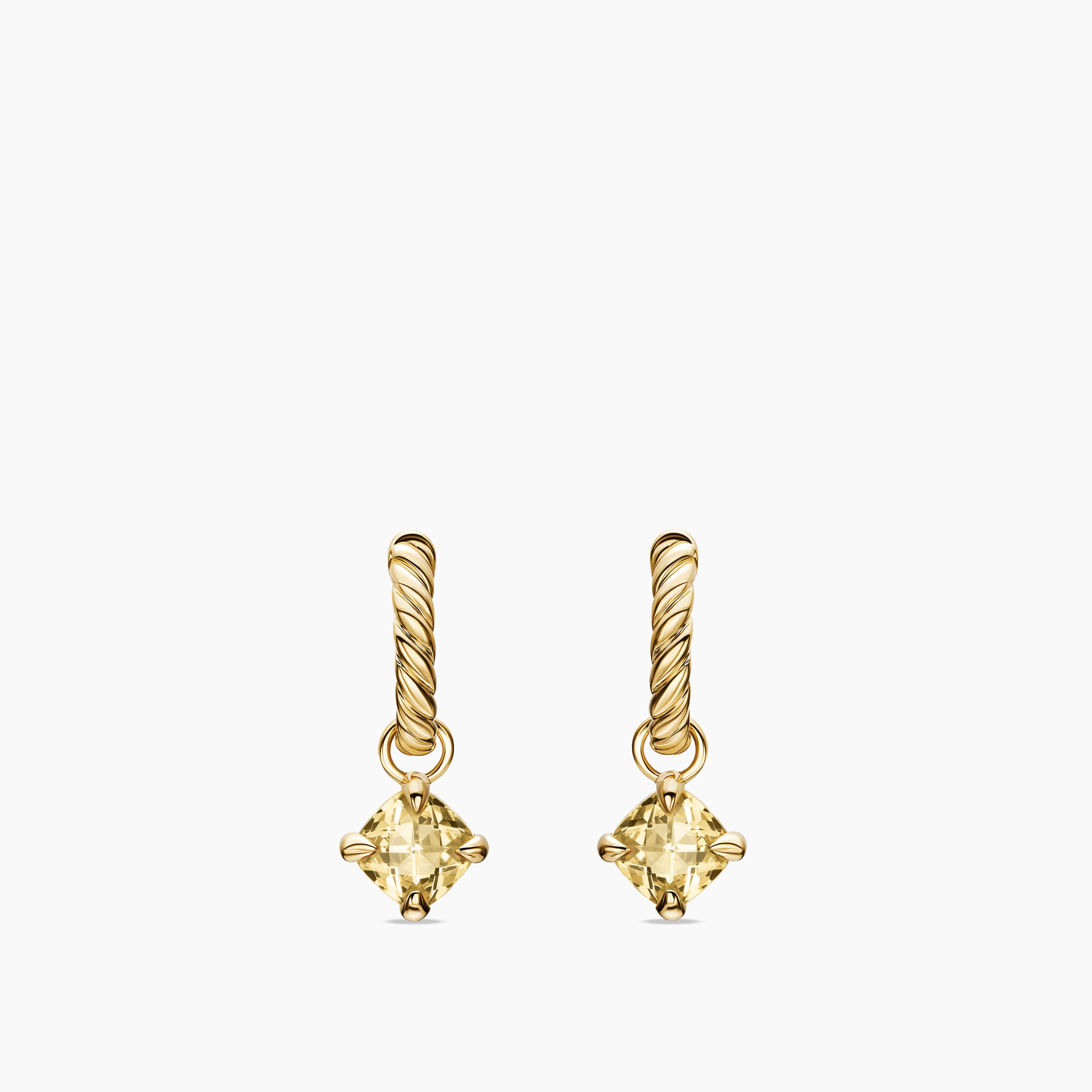 Womens Micro Chatelaine&reg; Drop Earrings in 18K Yellow Gold with Champagne Citrine, 5mm