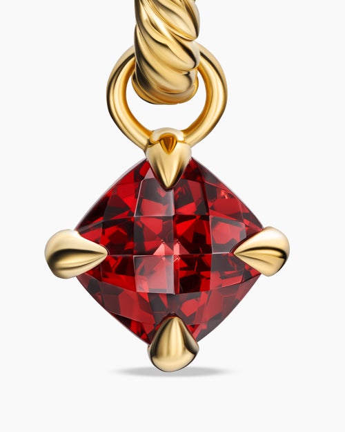 Womens Micro Chatelaine® Drop Earrings in 18K Yellow Gold with Garnet, 5mm