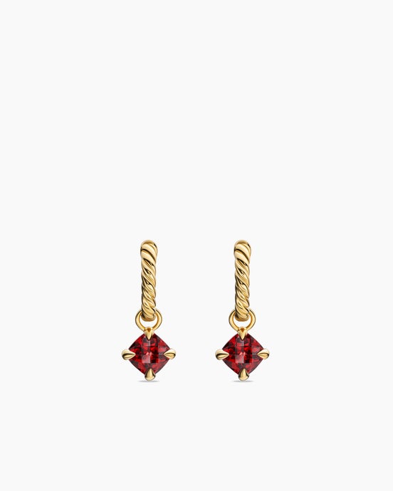 Petite Chatelaine® Drop Earrings in 18K Yellow Gold with Garnet, 5mm