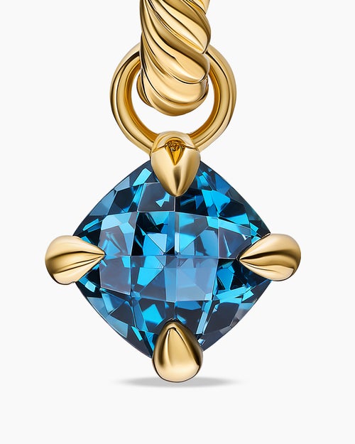 Womens Micro Chatelaine® Drop Earrings in 18K Yellow Gold with Hampton Blue Topaz, 5mm