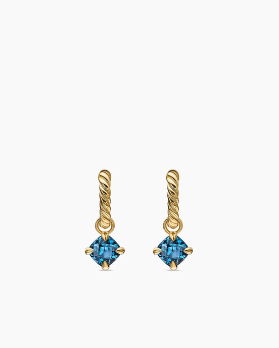 Micro Chatelaine® Drop Earrings in 18K Yellow Gold with Hampton Blue Topaz, 5mm