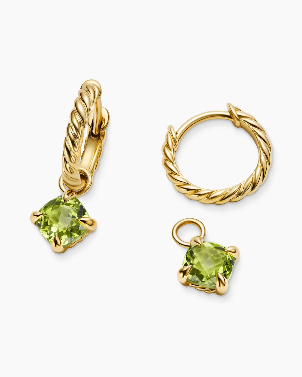 Womens Micro Chatelaine® Drop Earrings in 18K Yellow Gold with Peridot, 5mm