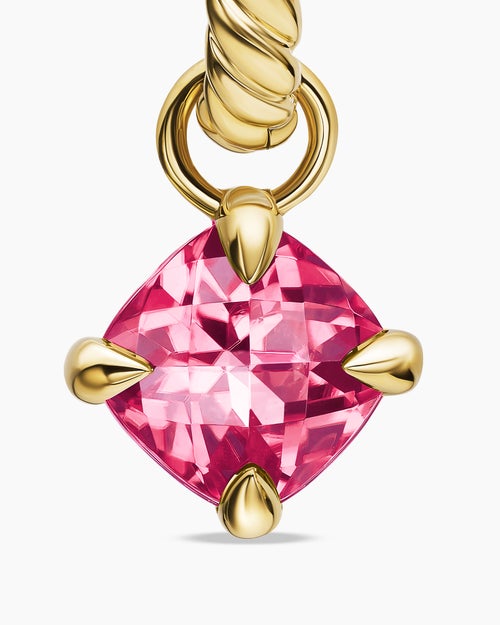 Womens Micro Chatelaine® Drop Earrings in 18K Yellow Gold with Pink Tourmaline, 5mm