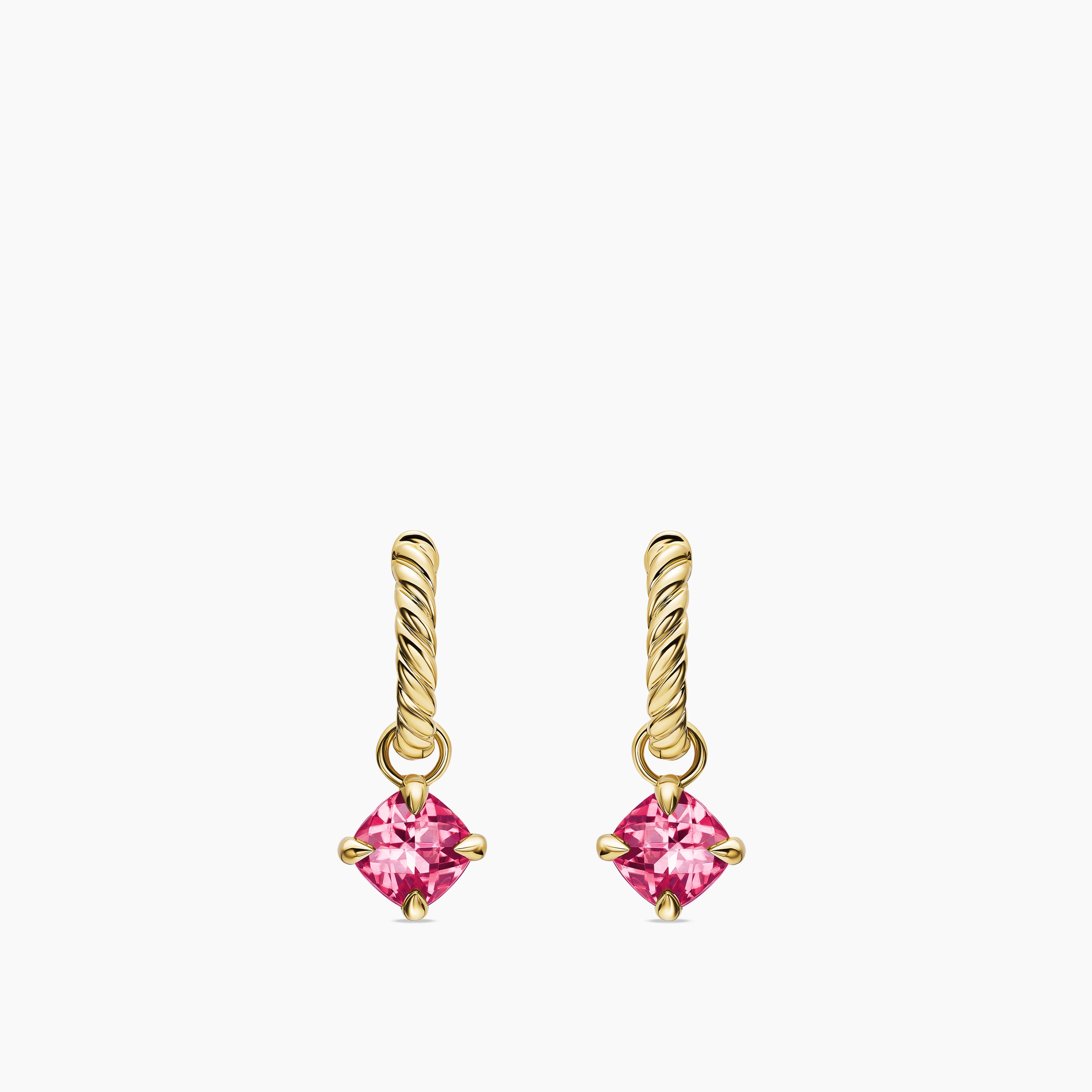 Womens Micro Chatelaine&reg; Drop Earrings in 18K Yellow Gold with Pink Tourmaline, 5mm