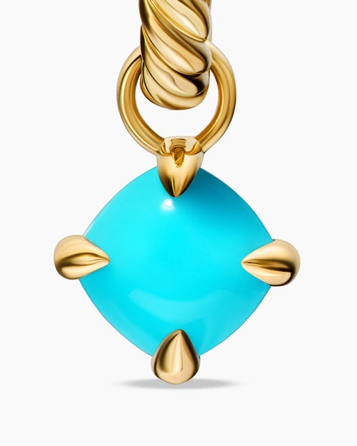 Womens Micro Chatelaine® Drop Earrings in 18K Yellow Gold with Turquoise, 5mm