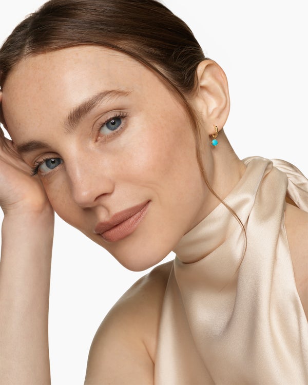 Micro Chatelaine® Drop Earrings in 18K Yellow Gold with Turquoise, 5mm