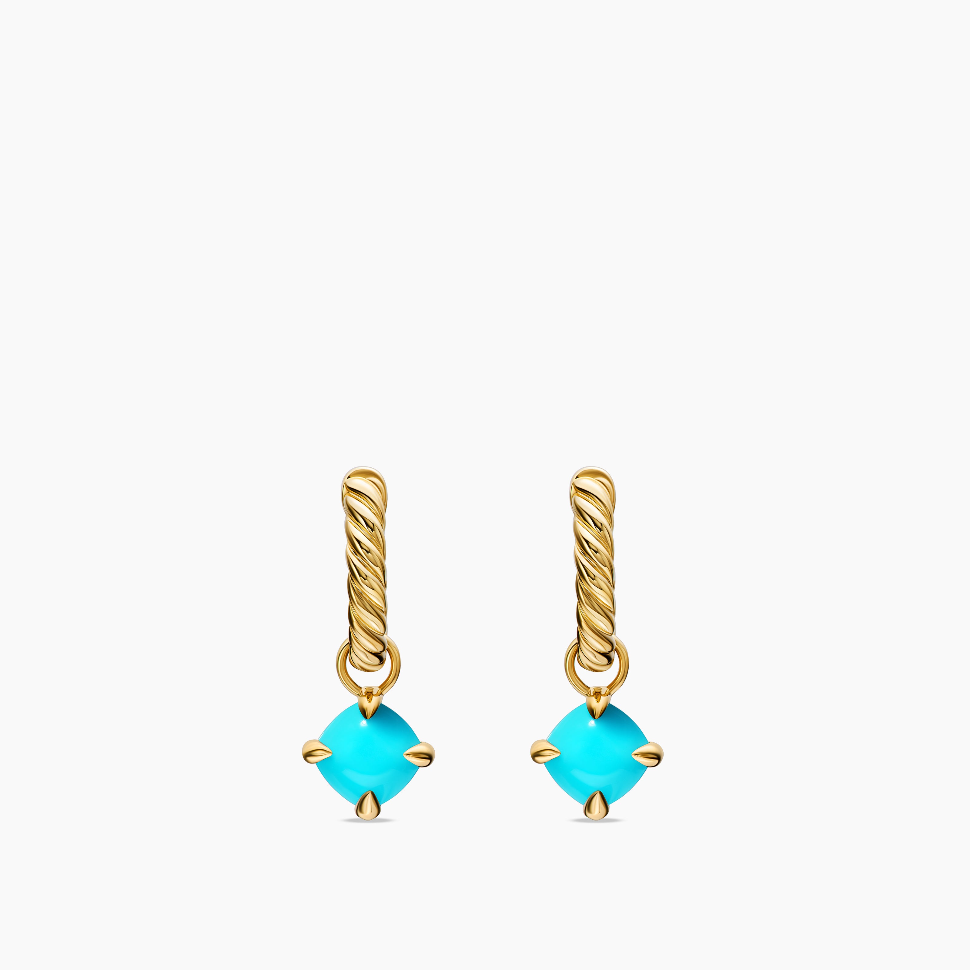 Womens Micro Chatelaine&reg; Drop Earrings in 18K Yellow Gold with Turquoise, 5mm